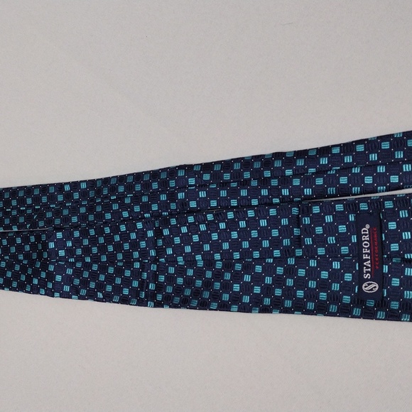 Stafford Performance Blue Light Blue Square Multiple Patterns Men's Tie NT#39 - Picture 9 of 13